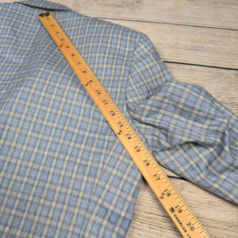 Alan Flusser Mens‎ 38R Blue Plaid Two Button Blazer Sport Coat